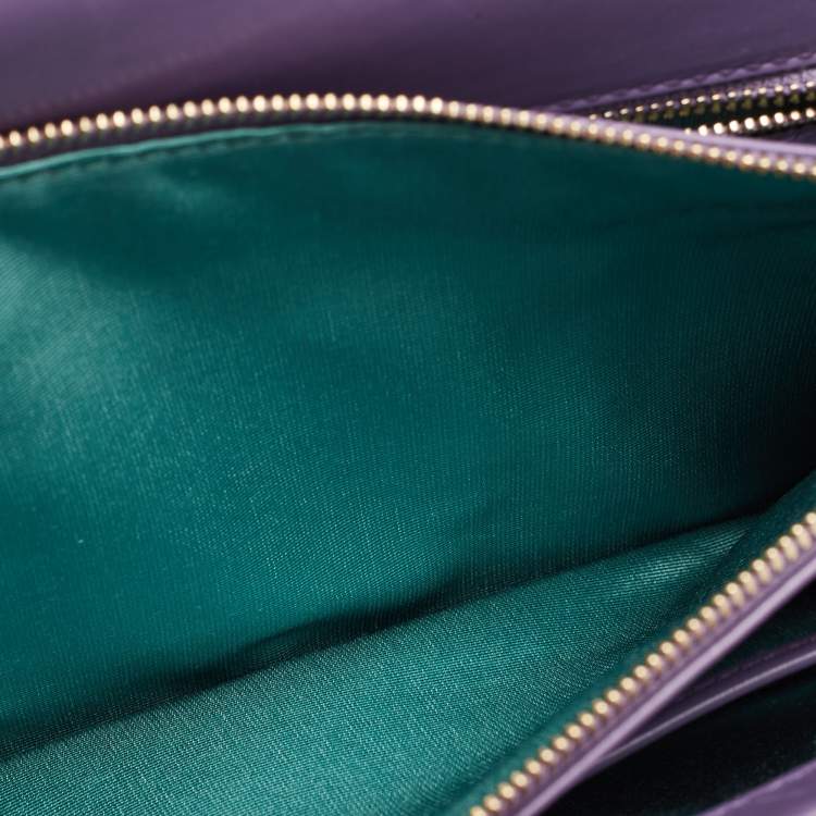 Pre Owned Bvlgari Purple Leather Medium Serpenti Forever Shoulder Bag