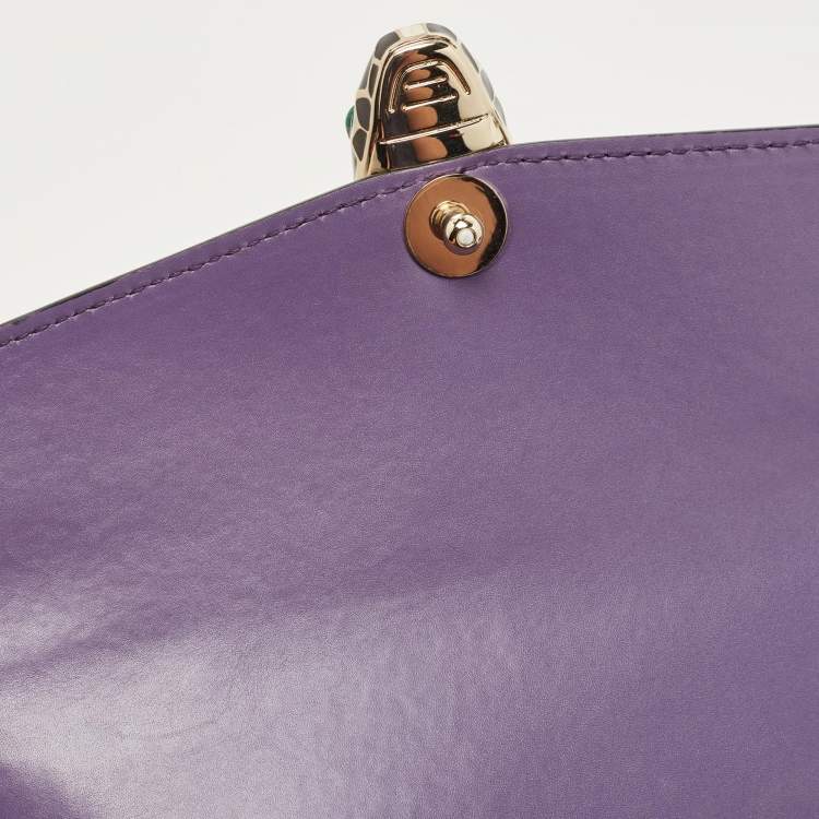 Pre Owned Bvlgari Purple Leather Medium Serpenti Forever Shoulder Bag