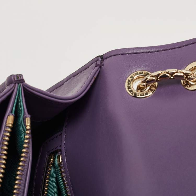 Pre Owned Bvlgari Purple Leather Medium Serpenti Forever Shoulder Bag