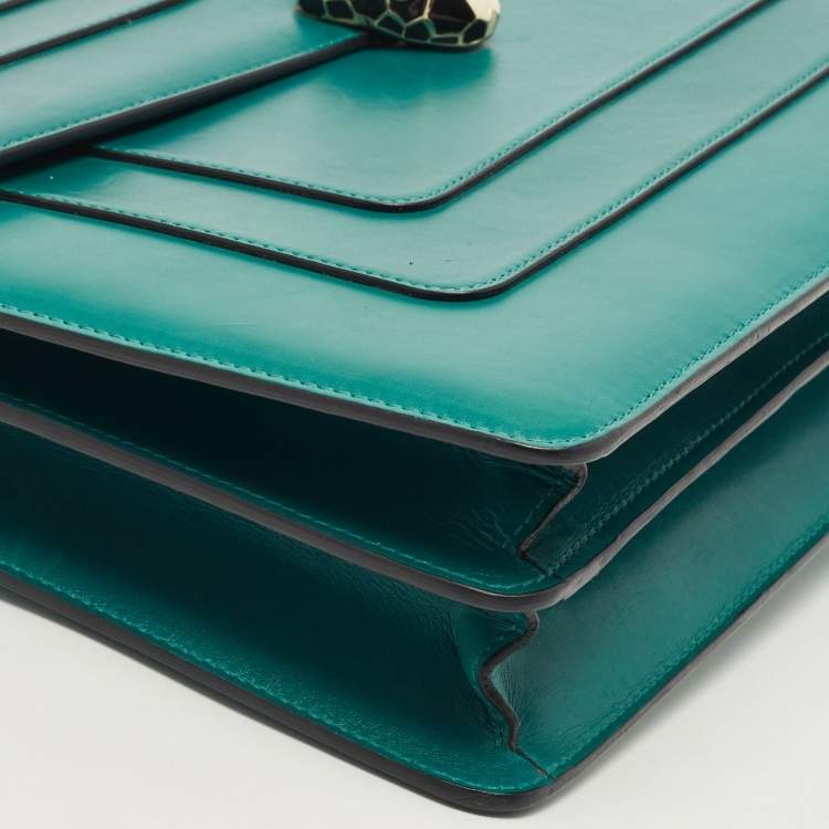 Pre Owned Bvlgari Green Leather Large Serpenti Forever Shoulder Bag
