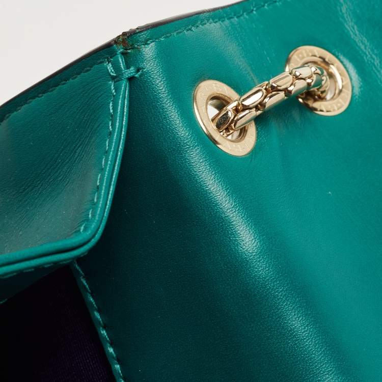 Pre Owned Bvlgari Green Leather Large Serpenti Forever Shoulder Bag