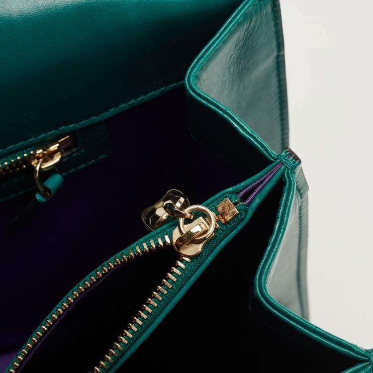 Pre Owned Bvlgari Green Leather Large Serpenti Forever Shoulder Bag