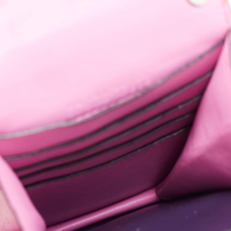 Pre Owned Bvlgari Pink Leather Serpenti Forever Card Case Chain Bag