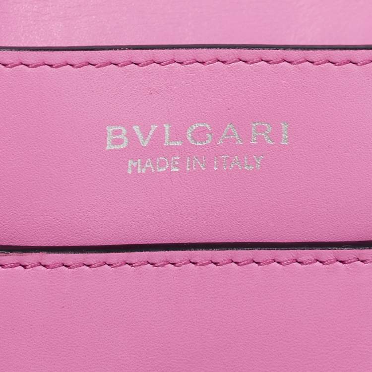 Pre Owned Bvlgari Pink Leather Serpenti Forever Card Case Chain Bag