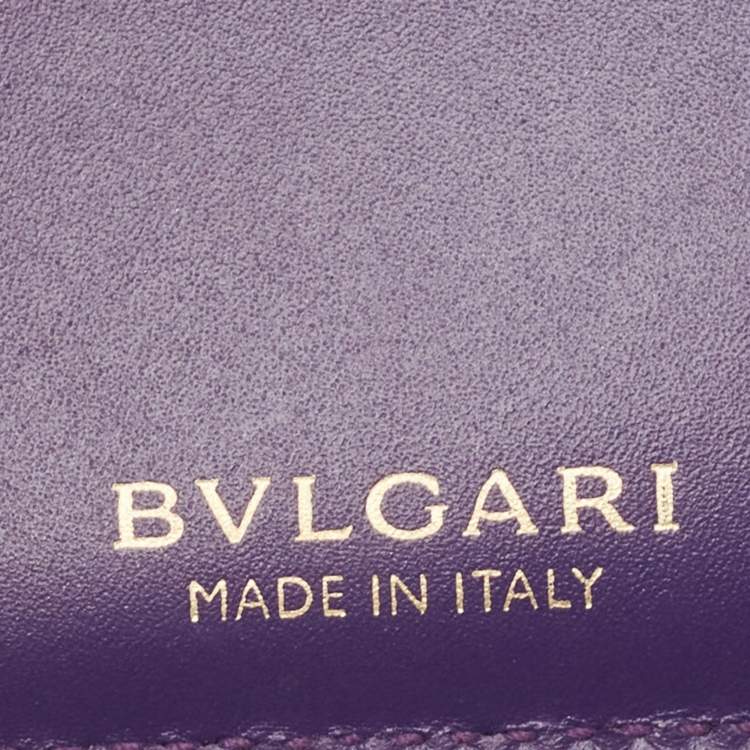 Pre Owned Bvlgari Green/Purple Leather Serpenti Forever Card Case