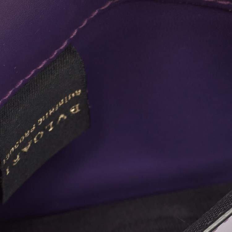 Pre Owned Bvlgari Green/Purple Leather Serpenti Forever Card Case