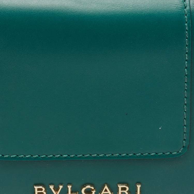 Pre Owned Bvlgari Green/Purple Leather Serpenti Forever Card Case