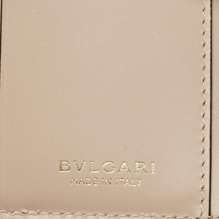 Pre Owned Bvlgari Gold Karung Leather Serpenti Forever Trifold Wallet