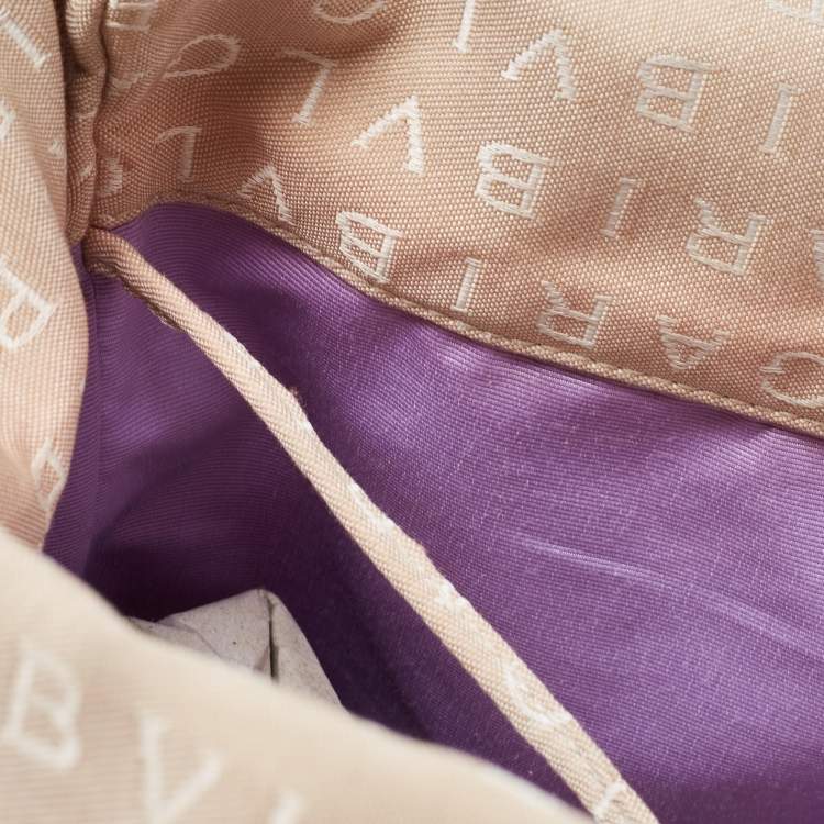 Pre Owned Bvlgari Beige/Brown Logo Mania Canvas and Leather Tote