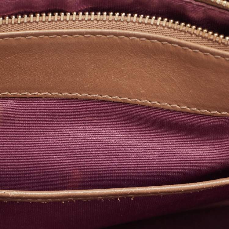 Pre Owned Bvlgari Beige/Brown Leather Medium Serpenti Forever Shoulder Bag