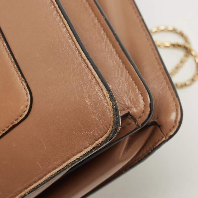 Pre Owned Bvlgari Beige/Brown Leather Medium Serpenti Forever Shoulder Bag