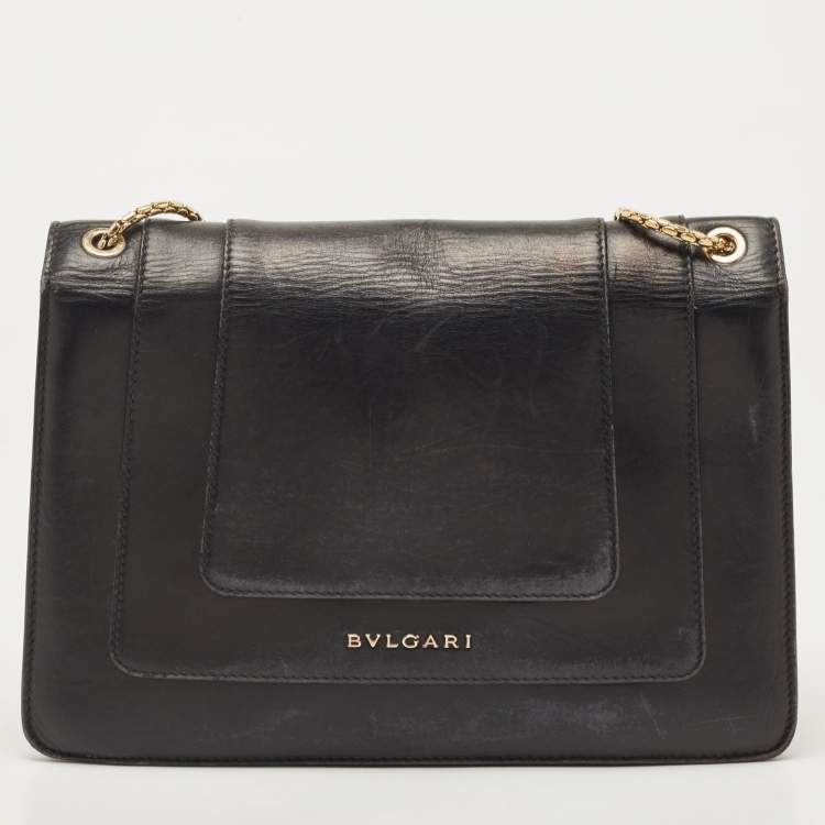 Pre Owned Bvlgari Beige/Brown Leather Medium Serpenti Forever Shoulder Bag