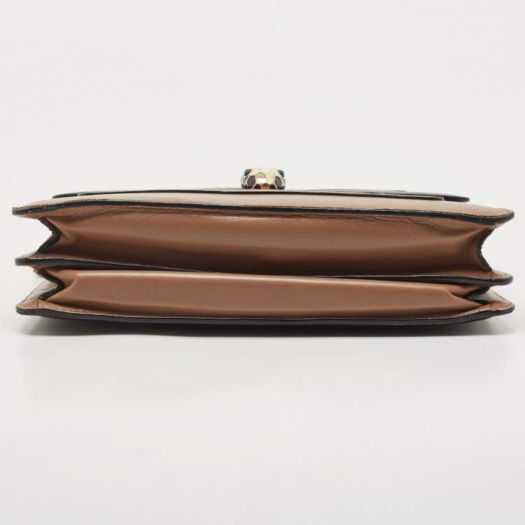 Pre Owned Bvlgari Beige/Brown Leather Medium Serpenti Forever Shoulder Bag