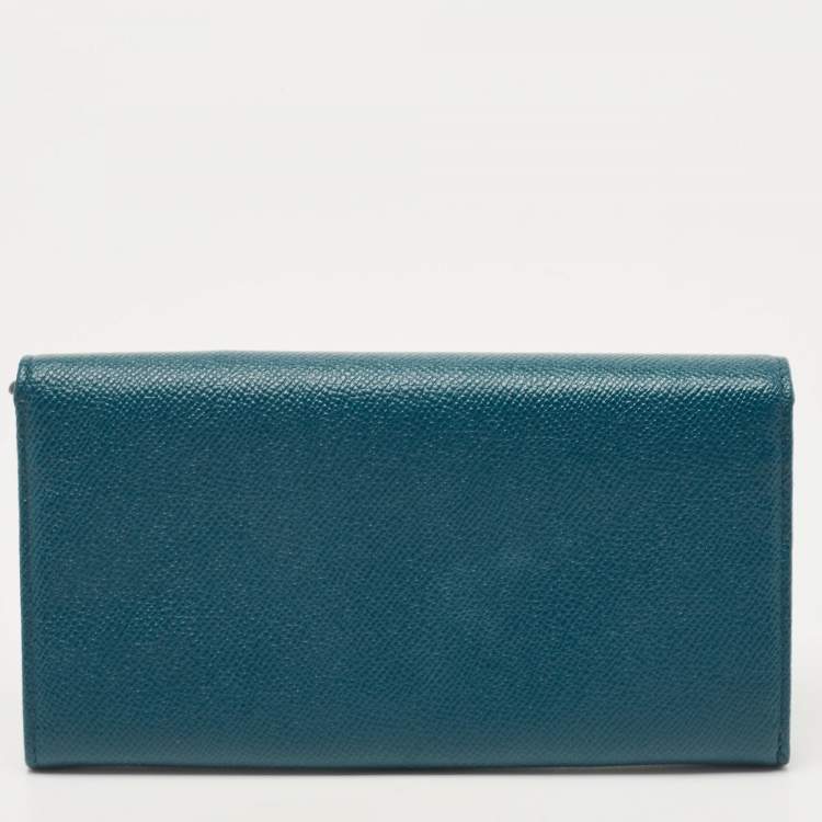 Pre Owned Bvlgari Green Leather Bvlgari Bvlgari Flap Continental Wallet