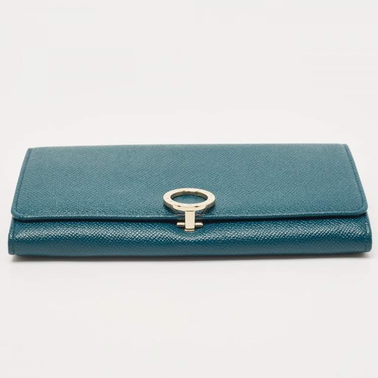 Pre Owned Bvlgari Green Leather Bvlgari Bvlgari Flap Continental Wallet