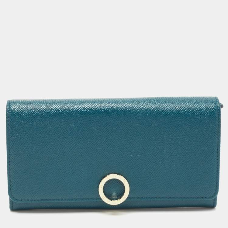 Pre Owned Bvlgari Green Leather Bvlgari Bvlgari Flap Continental Wallet