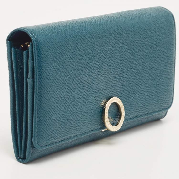 Pre Owned Bvlgari Green Leather Bvlgari Bvlgari Flap Continental Wallet