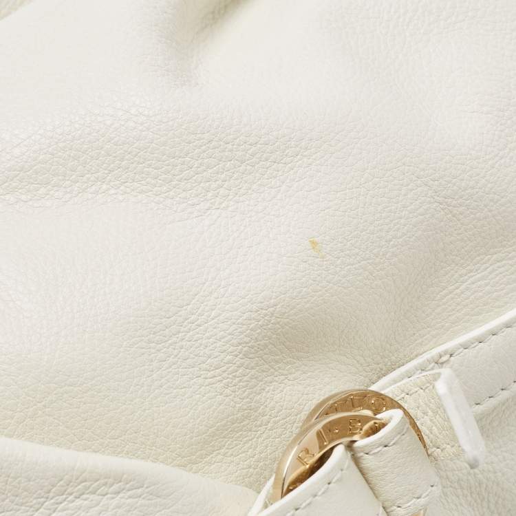 Pre Owned Bvlgari Off-White Leather Chandra Hobo