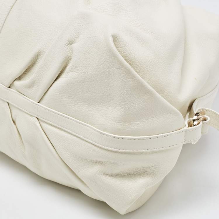 Pre Owned Bvlgari Off-White Leather Chandra Hobo