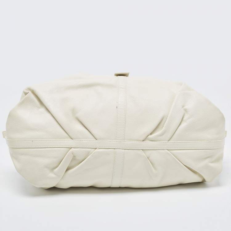 Pre Owned Bvlgari Off-White Leather Chandra Hobo