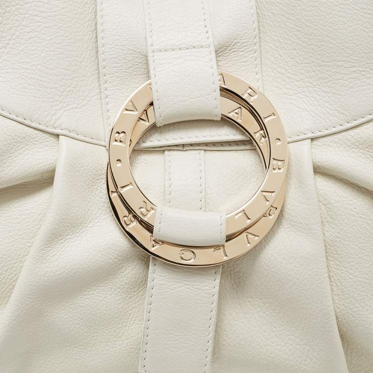 Pre Owned Bvlgari Off-White Leather Chandra Hobo