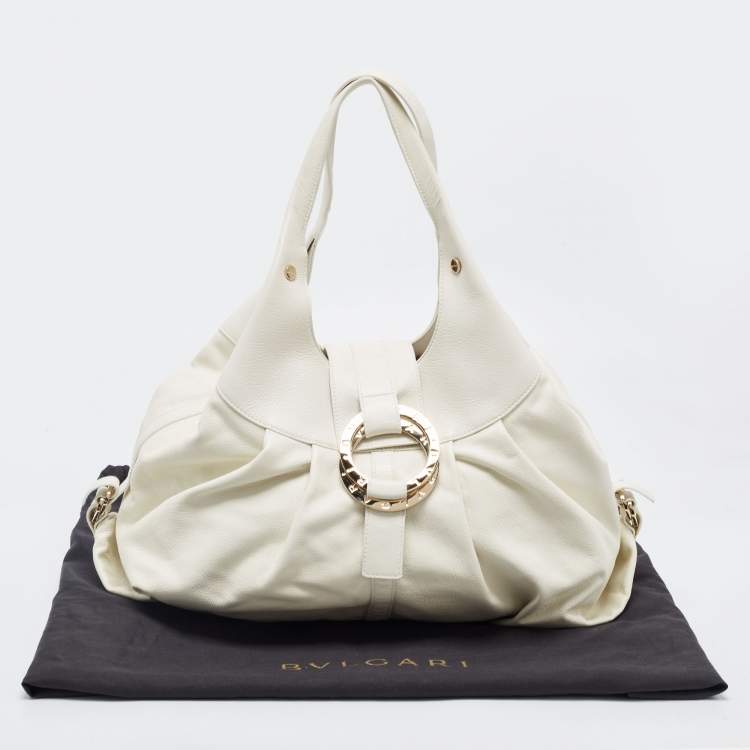Pre Owned Bvlgari Off-White Leather Chandra Hobo