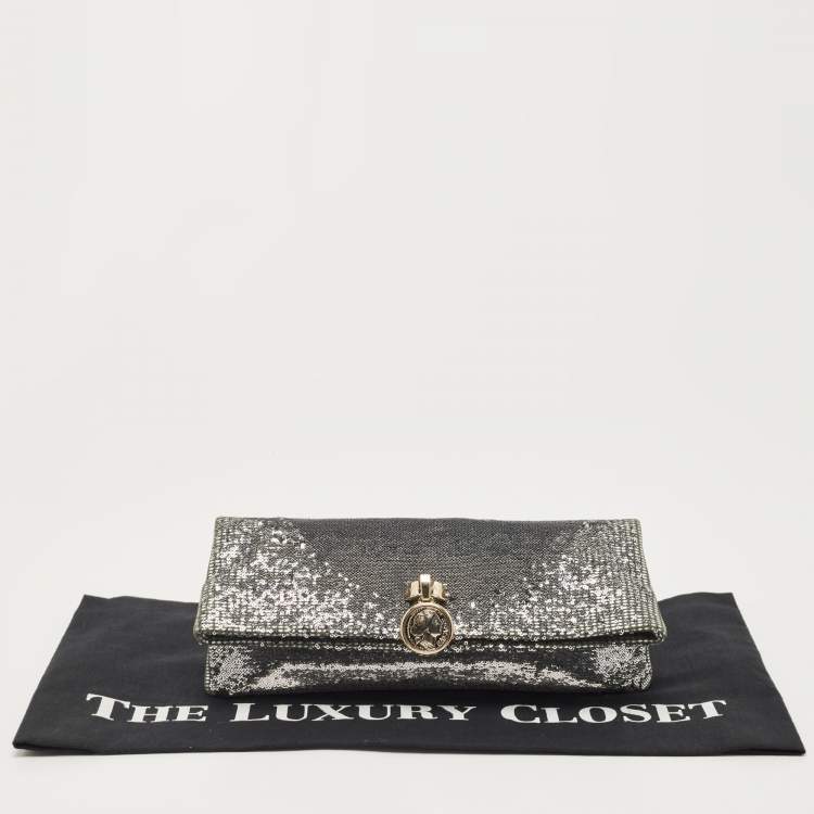 Pre Owned Bvlgari Silver Sequins Monete Clutch