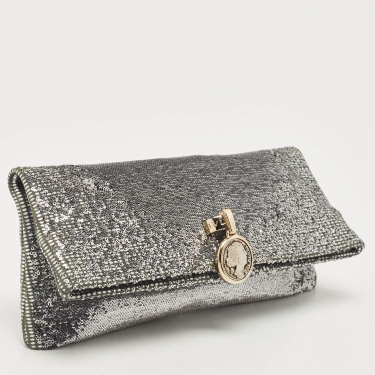 Pre Owned Bvlgari Silver Sequins Monete Clutch
