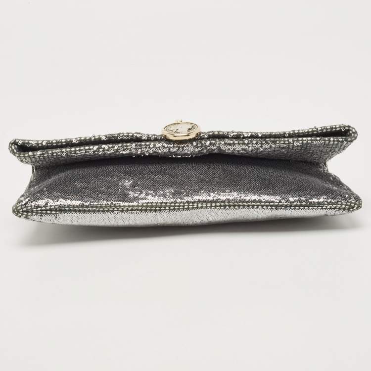 Pre Owned Bvlgari Silver Sequins Monete Clutch