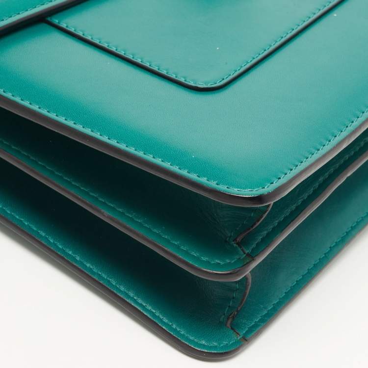 Pre Owned Bvlgari Green Leather Medium Serpenti Forever Top Handle Bag