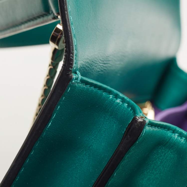 Pre Owned Bvlgari Green Leather Medium Serpenti Forever Top Handle Bag
