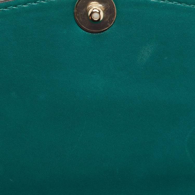 Pre Owned Bvlgari Green Leather Medium Serpenti Forever Top Handle Bag