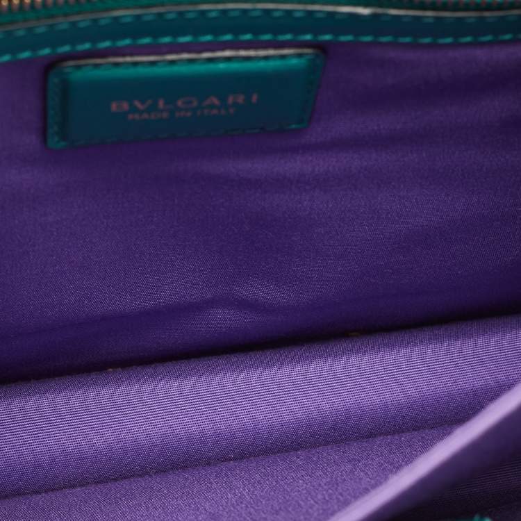 Pre Owned Bvlgari Green Leather Medium Serpenti Forever Top Handle Bag
