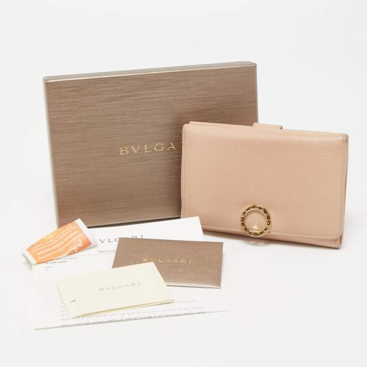 Pre Owned Bvlgari Light Pink Leather Icon Bit French Wallet