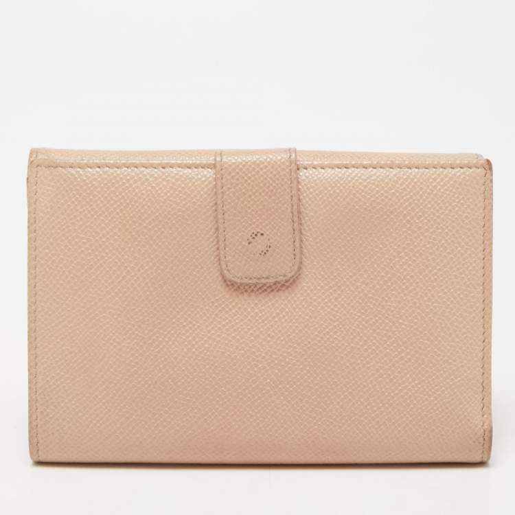 Pre Owned Bvlgari Light Pink Leather Icon Bit French Wallet