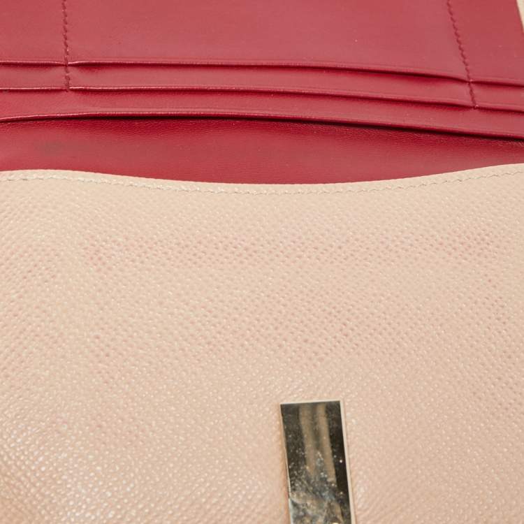 Pre Owned Bvlgari Light Pink Leather Icon Bit French Wallet