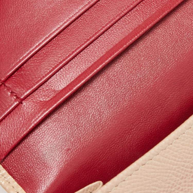 Pre Owned Bvlgari Light Pink Leather Icon Bit French Wallet