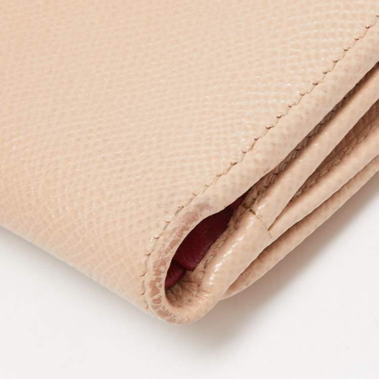 Pre Owned Bvlgari Light Pink Leather Icon Bit French Wallet