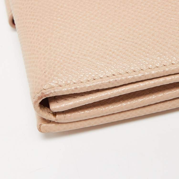 Pre Owned Bvlgari Light Pink Leather Icon Bit French Wallet