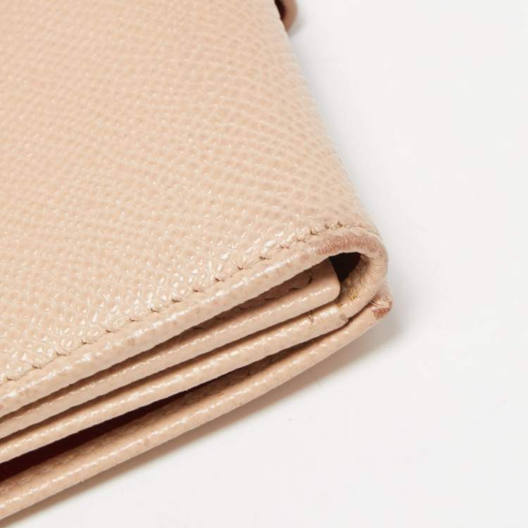 Pre Owned Bvlgari Light Pink Leather Icon Bit French Wallet