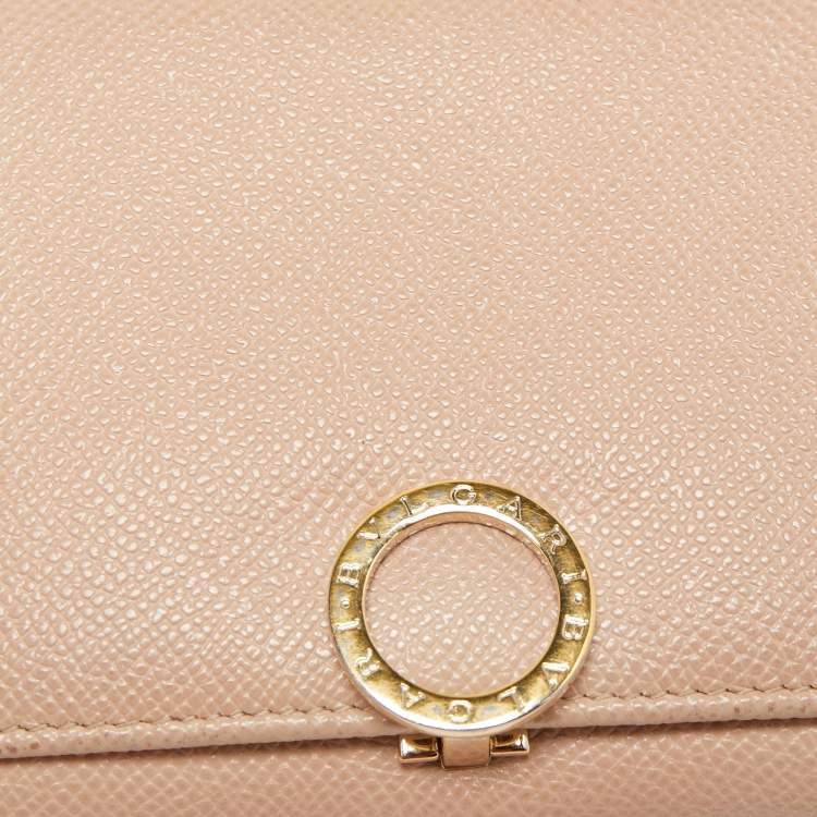 Pre Owned Bvlgari Light Pink Leather Icon Bit French Wallet