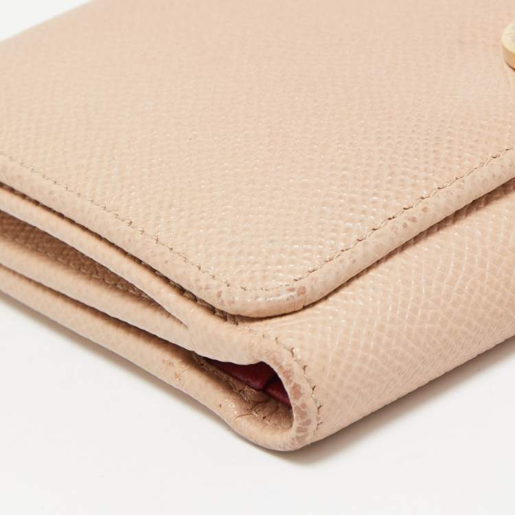 Pre Owned Bvlgari Light Pink Leather Icon Bit French Wallet