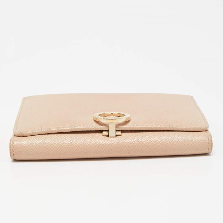 Pre Owned Bvlgari Light Pink Leather Icon Bit French Wallet