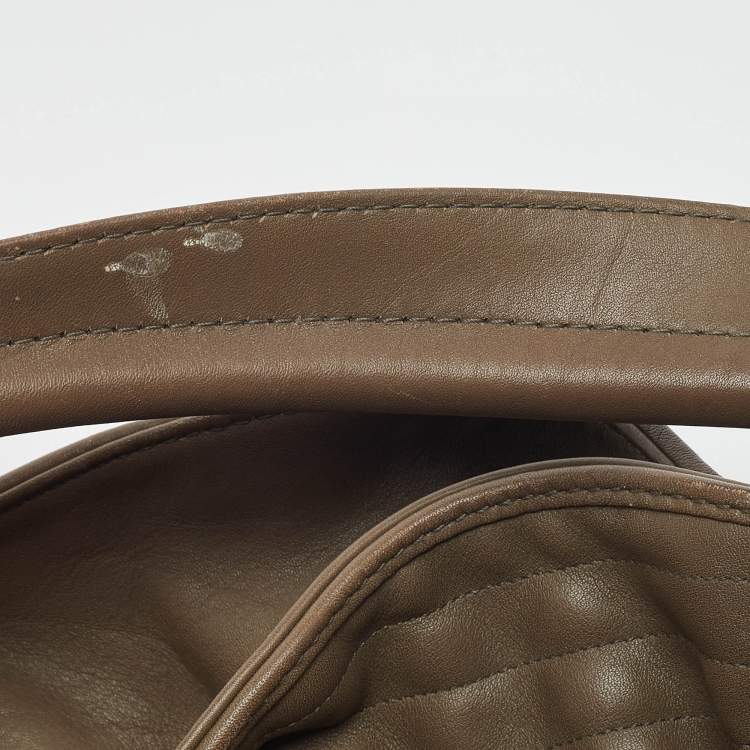 Pre Owned Bvlgari Olive Green Leather Plisse Twist Shoulder Bag