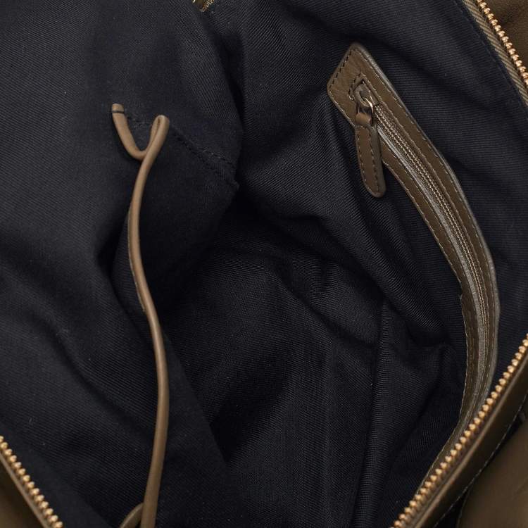 Pre Owned Bvlgari Olive Green Leather Plisse Twist Shoulder Bag