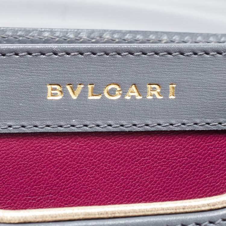 Pre Owned Bvlgari Beige/Grey Lizard Skin And Leather Icona Shoulder Bag