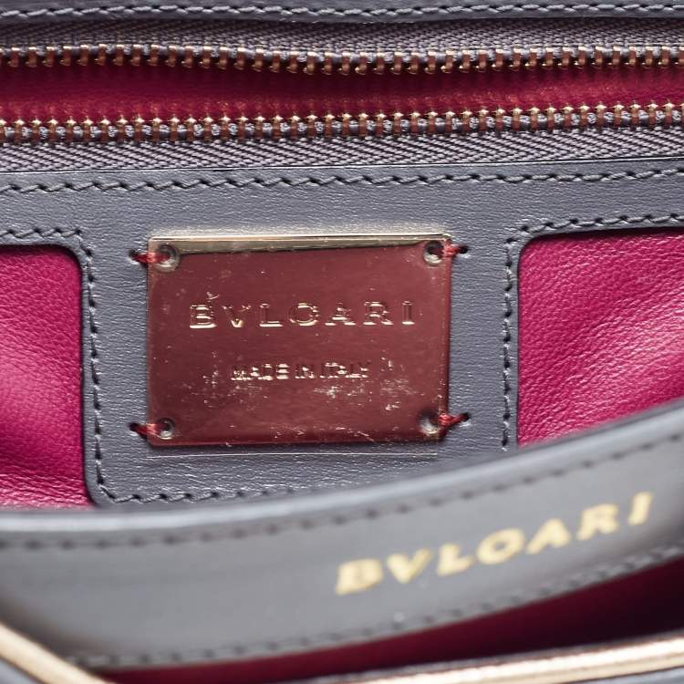 Pre Owned Bvlgari Beige/Grey Lizard Skin And Leather Icona Shoulder Bag