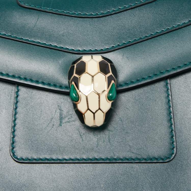 Pre Owned Bvlgari Green Leather Small Serpenti Forever Crossbody Bag