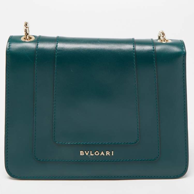 Pre Owned Bvlgari Green Leather Small Serpenti Forever Crossbody Bag