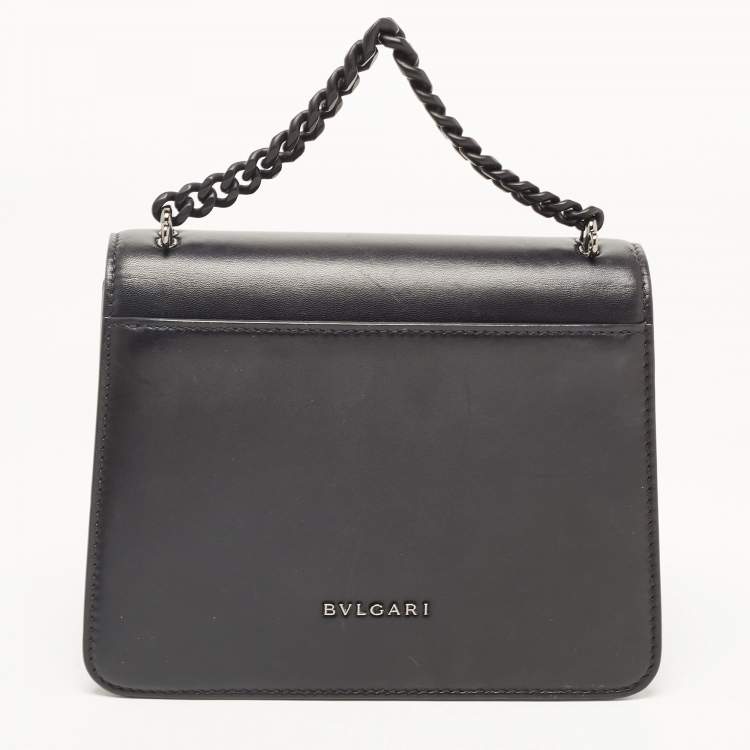 Pre Owned Bvlgari Black Leather Serpenti Forever Maxi Chain Small Crossbody Bag